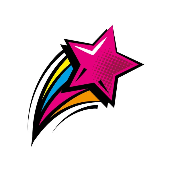 Estrella Fugaz Pop Arte Icono Aislado — Vector de stock