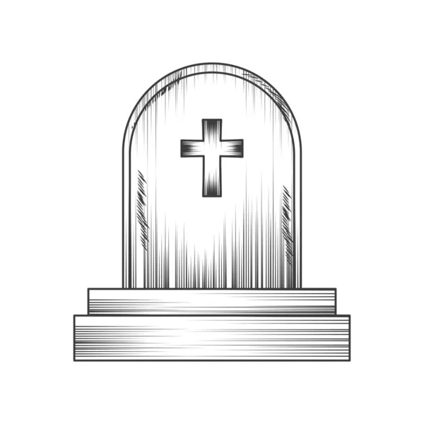 Tombstone Cross Sketch Icon — Stock Vector