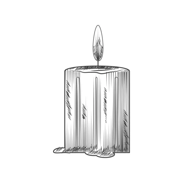 Candle Sketch Icon Style Isolated — Stock Vector