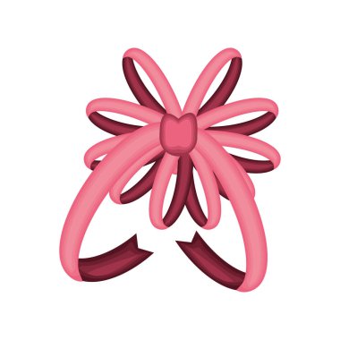 Pembe yay kurdele simgesi izole edildi