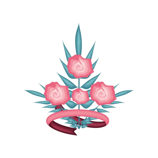 Bouquet Fleurs Icône Ruban — Image vectorielle