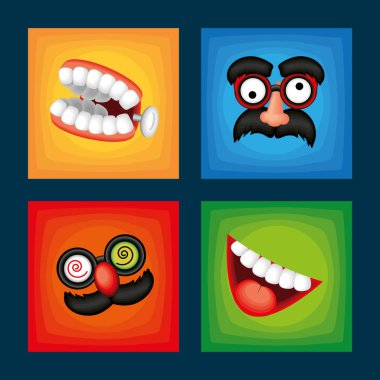 Aptal gün komik simgeleri ayarlandı