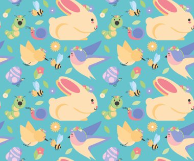 çiçek desenli bahar hayvanları