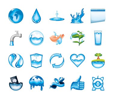 Su günü, gezegen ve damla simgeleri ayarlandı