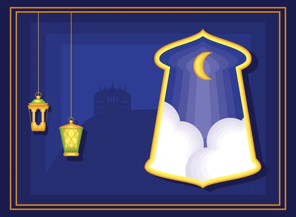 Lanternes ramadan nuit — Image vectorielle