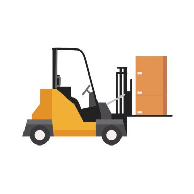 Forklift kamyonu ve kutular