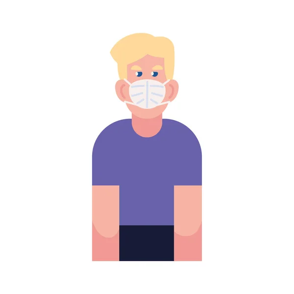 Mladý muž s lékařskou maskou — Stockový vektor