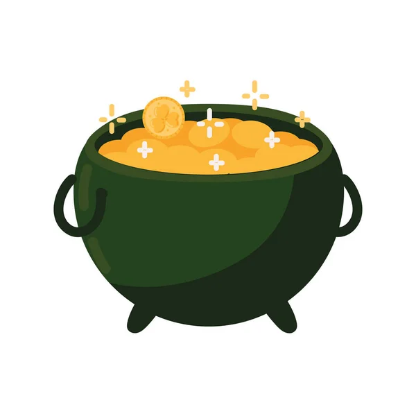 Cauldron with coins — Stock Vector