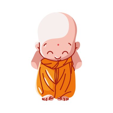 Sevimli Tibetli karikatür keşişi