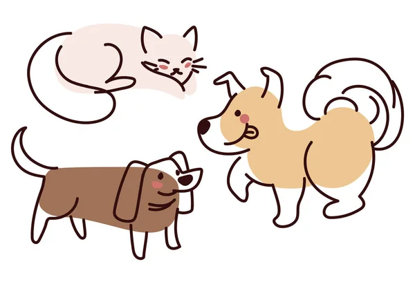 Set honden en katten huisdieren — Stockvector