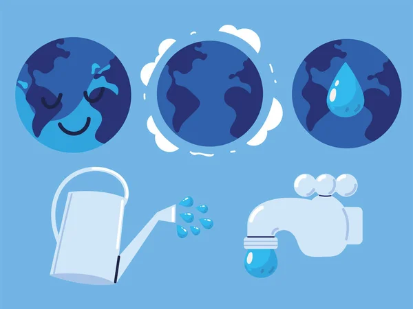 Ikony dnia wody świata — Wektor stockowy