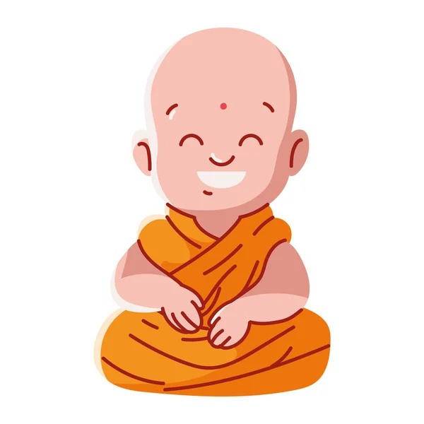 Monk meditating in lotus pose — Stock Vector