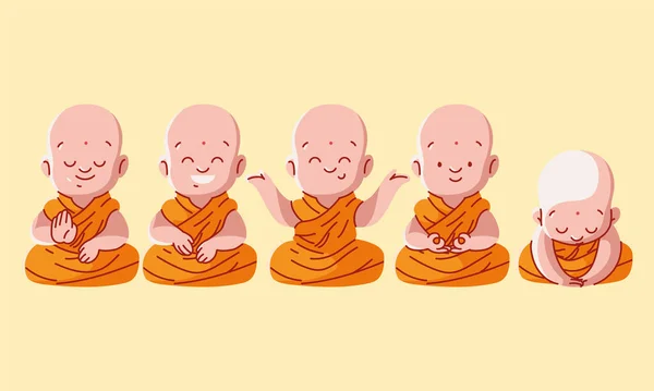 集佛教僧侣于一身 — 图库矢量图片