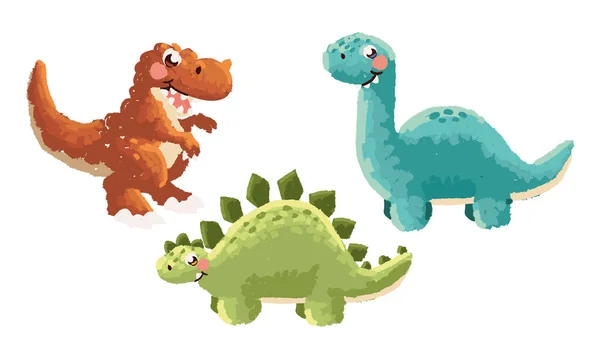 Cute cartoon dinosaurs — Stock Vector