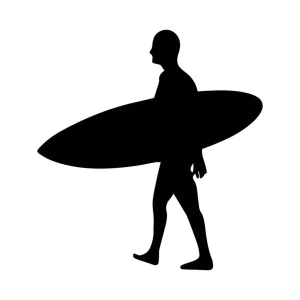 Homme portant une planche de surf — Image vectorielle