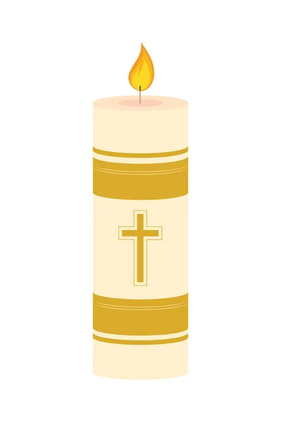 Lit candle with cross — Stock Vector