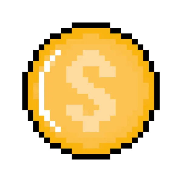 Dinheiro moeda pixel — Vetor de Stock