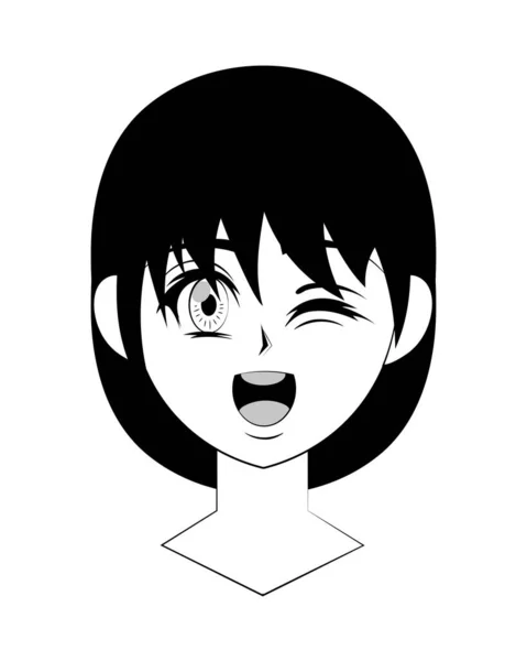 Anime girl wink eye — Stock Vector