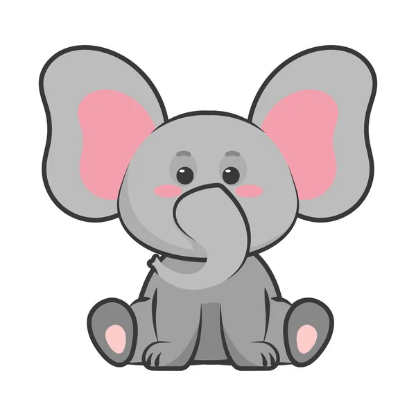 Bonito elefante kawaii — Vetor de Stock