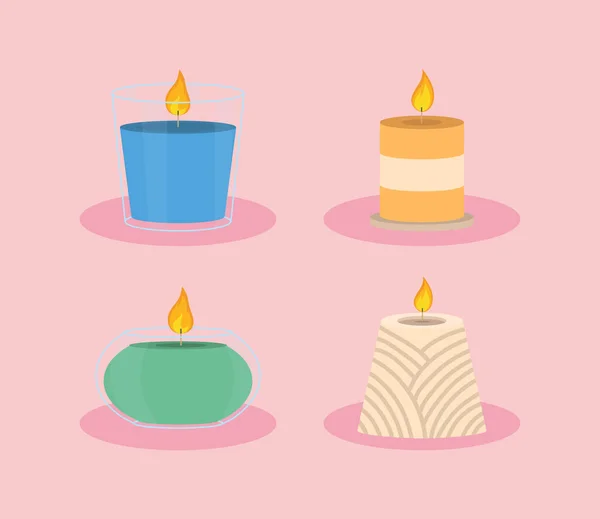 Velas cera luces — Vector de stock