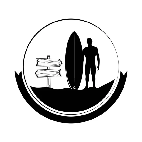 Surf et planche de surf — Image vectorielle