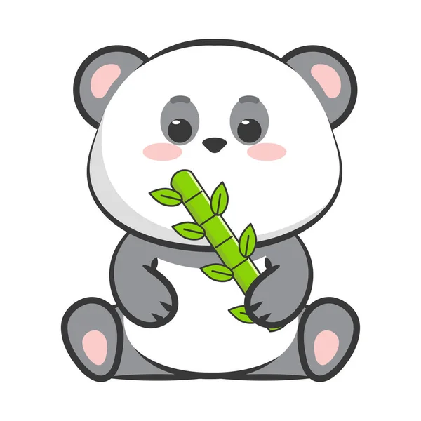 Lindo panda con bambú — Vector de stock