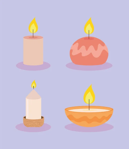 Набір палаючих свічок — стоковий вектор