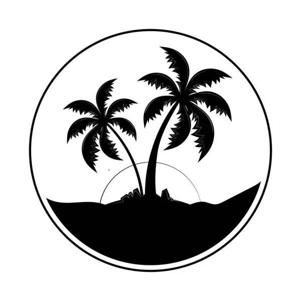 Tropical palm badge — Stock Vector