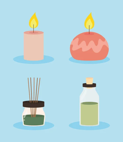 Aceite de fragancia y velas — Vector de stock