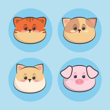 Şirin kawaii baş hayvanları