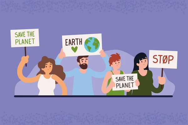 积极分子和拯救地球 — 图库矢量图片