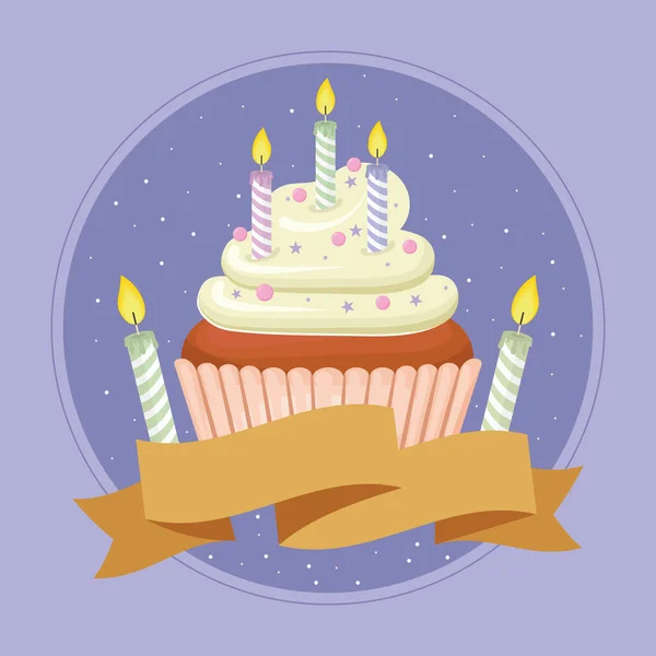 Birthday cupcake and candles — Stock Vector