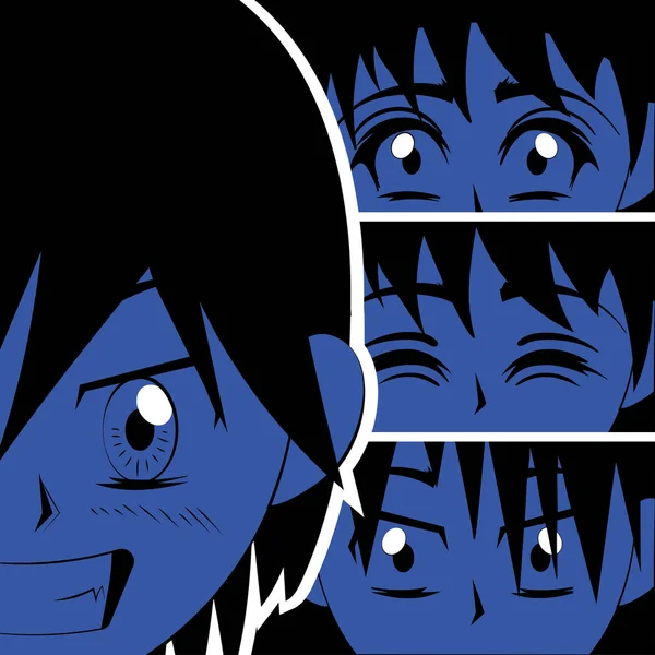 Anime képregény arc közelről — Stock Vector