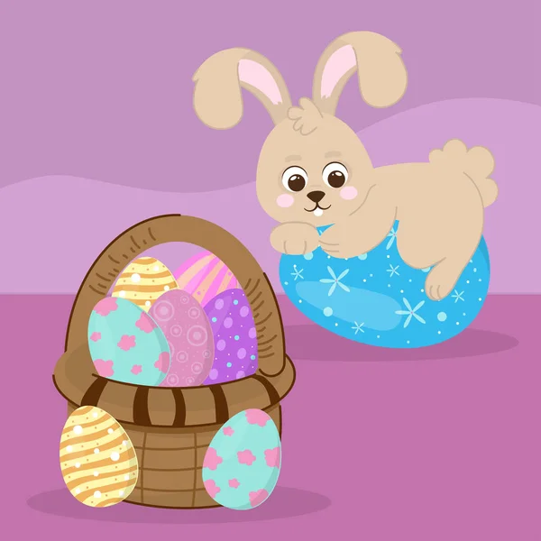 Oeufs de lapin et de Pâques dessin animé — Image vectorielle