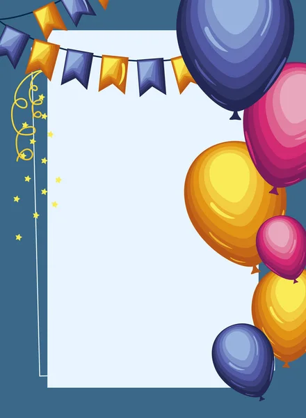 Geburtstag Fahnenweihe und Luftballons — Stockvektor