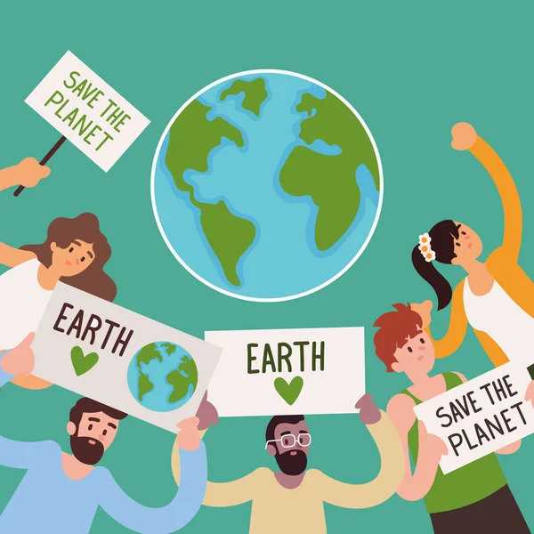 Mensen redden de planeet, thema — Stockvector