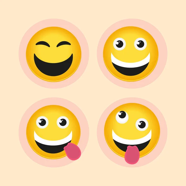 Conjunto emoticon engraçado — Vetor de Stock