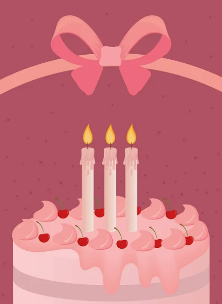 バースデー ・ ケーキおよび蝋燭 — ストックベクタ