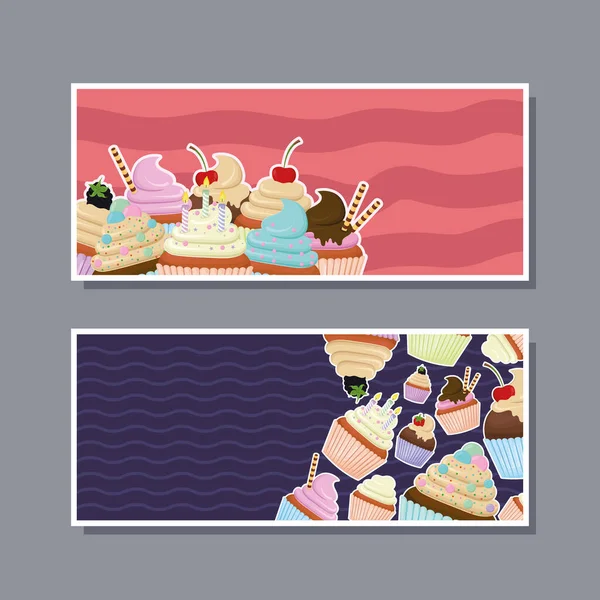 Cupcakes horizontales Banner — Stockvektor