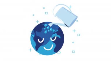 Dünya su günü, dünya emojisi ve fıskiye kabıyla.