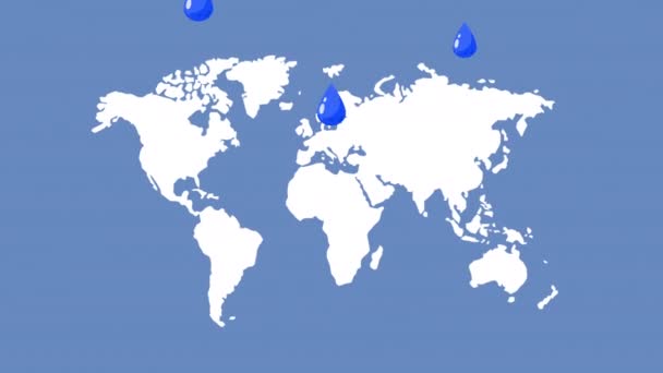 Dünya su günü Dünya haritaları ve damlalarıyla — Stok video