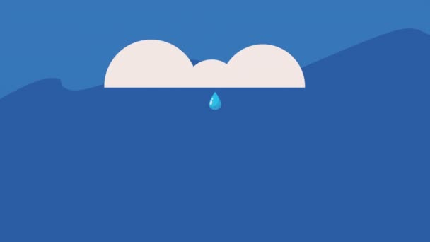 Παγκόσμια ημέρα νερού με σύννεφα και σταγόνες βροχής — Αρχείο Βίντεο