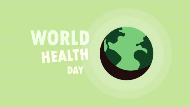 Letras del día mundial de la salud con planeta tierra — Vídeos de Stock