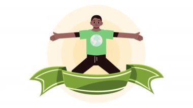 Dünya Sağlık Günü 'nde kurdeleli bir afro ekolog var.