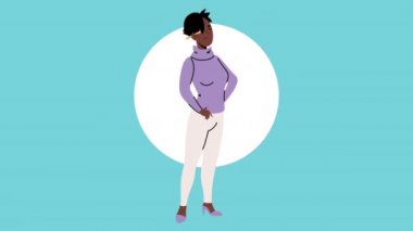 afro kadın işçi karakter animasyonu