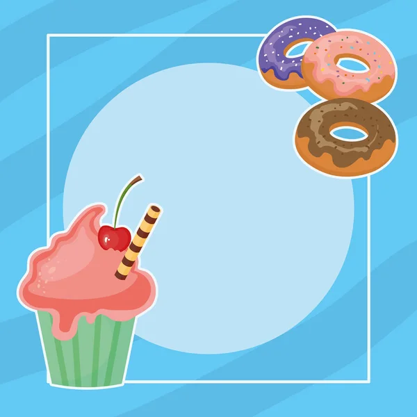 Cupcake and donuts — Stock Vector