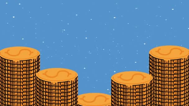 Pila monedas dinero dólares animación — Vídeo de stock