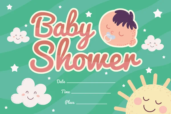 Tarjeta de ducha de bebé plana — Archivo Imágenes Vectoriales
