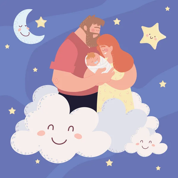 Ouders met baby — Stockvector