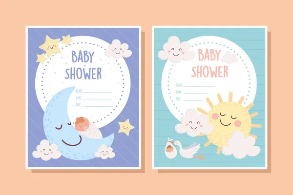 Bonito bebê chuveiro cartaz —  Vetores de Stock